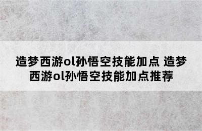 造梦西游ol孙悟空技能加点 造梦西游ol孙悟空技能加点推荐